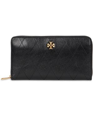 Tory Burch Accessoires ,Zwart ,Leer Charlie Quilted Zip Continental Portemonnee