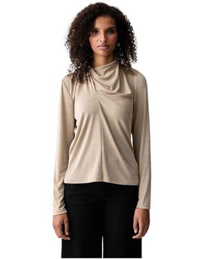 Joseph Ribkoff Overhemden ,Polyester Top Met Gedraaide Mock-Neck - Naturel