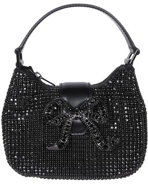 Self-Portrait Glitzernde Diamant-Schleifen-Tasche - Schwarz