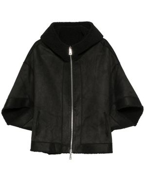 Betta Corradi Jassen ,Zwart ,Cape Met Capuchon En Ritssluiting