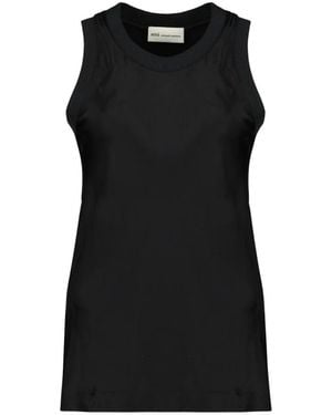 Ami Paris Tanktop Met Satijneffect - Zwart