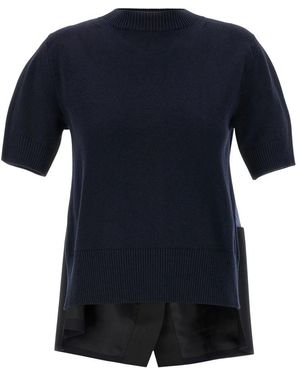 Sacai Asymmetrische Patchwork Trui - Blauw