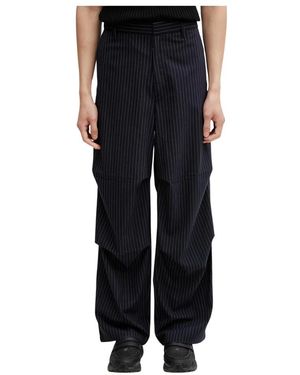Filling Pieces Nadelstreifen-Hose Mit Weitem Bein - Schwarz