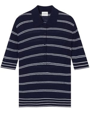Closed Striped Short-Sleeve Polo Top - Blue