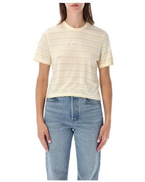 Maison Kitsuné Tops ,Gestreepte Vos Logo T-Shirt - Blauw