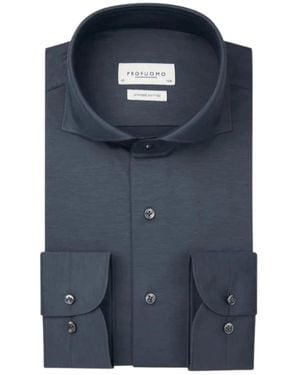 Profuomo Blaues Langarmhemd