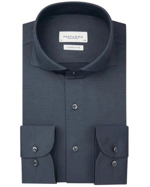 Profuomo Overhemden ,Blauw ,Blauw Overhemd Lange Mouw