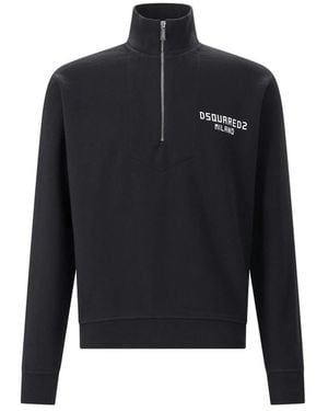 DSquared² Hoodies & Sweatvesten ,Zwart ,Zip-Throughs