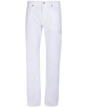 14 Bros Broeken ,Wit ,Katoen Witte Straight-Leg Jeans, Mid Rise