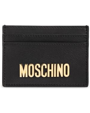 Moschino Accessoires ,Zwart ,Leer Kaarthouder Met Logo