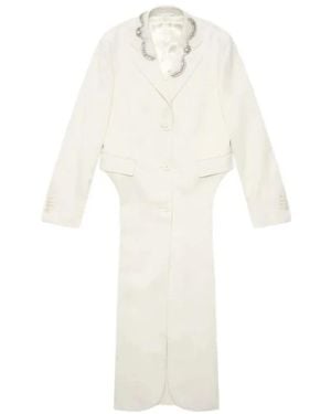 Simone Rocha Kleedjes ,Wol Versierde Cutaway Tailcoat Met Verlengde Heup - Wit
