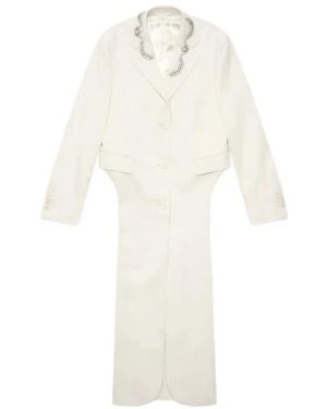 Simone Rocha Kleedjes ,Wol Versierde Cutaway Tailcoat Met Verlengde Heup - Wit