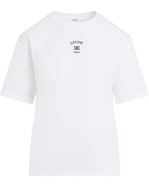 Celine Lockeres T-Shirt - Weiß