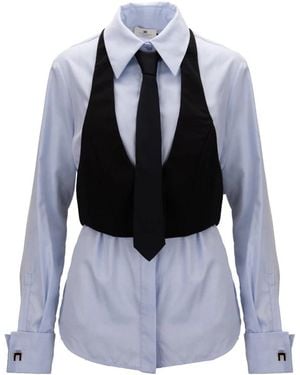 Elisabetta Franchi Overhemden ,Paars ,Katoen Shirt - Blauw