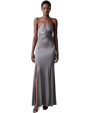 Pinko Kleedjes ,Grijs ,Leer Slip Maxi Jurk