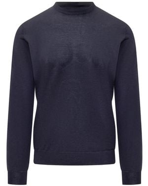 FILIPPO DE LAURENTIIS Leichter Merino-Rundhalspullover - Blau