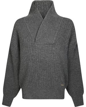 Victoria Beckham V-Neck Knitwear - Gray