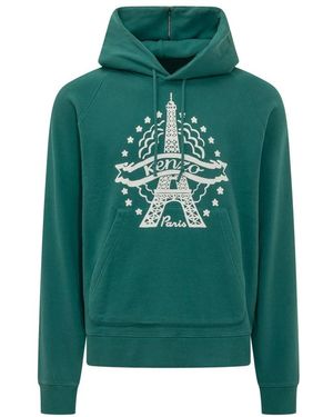 KENZO Hoodies & Sweatvesten ,Groen ,Katoen Eiffel Tower Hoodie