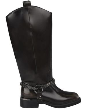 Alma En Pena. Flacher Stiefel Schlangendetail - Schwarz