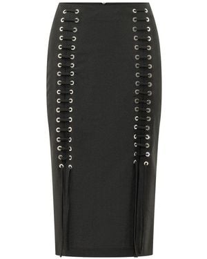 Pinko Rokken ,Zwart ,Leer Gem Midi Rok