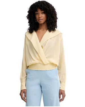 Pinko Overhemden ,Geel ,Katoen Wikkelblouse - Blauw