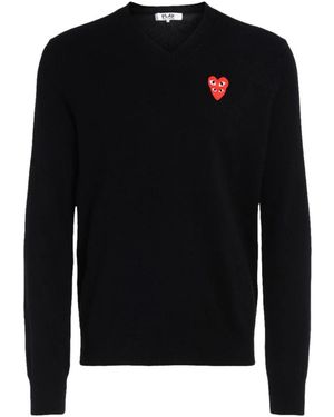 COMME DES GARÇONS PLAY V-Neck Knitwear - Black