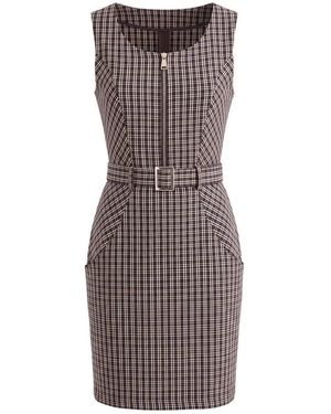 Trussardi Mouwloze Kokerjurk Met Ruitpatroon - Bruin