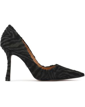 Kazar Zebra-Muster Lederpumps Mit Borsten - Schwarz