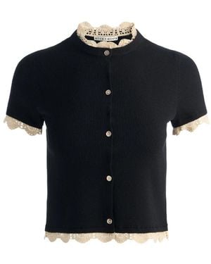 Alice + Olivia Korte Cardigan Met Kanten Afwerking - Zwart