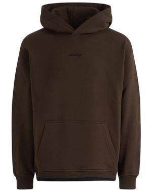 Dondup Hoodies & Sweatvesten ,Bruin ,Katoen Sweatshirt Met Contrasterende Ribbels