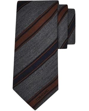 Ferragamo Accessoires ,Veelkleurig ,Cravatta Jacquard Regimental - Zwart