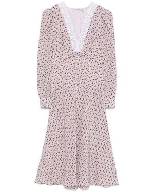 Alessandra Rich Lila spitzen v-ausschnitt kleid