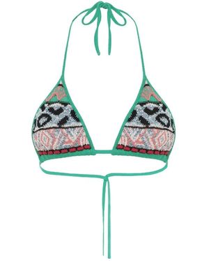 Laneus Badmode ,Groen ,Katoen Gebreide Bikini Top - Blauw