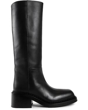 Prada Stilvolle Lederstiefel Für Frauen - Schwarz