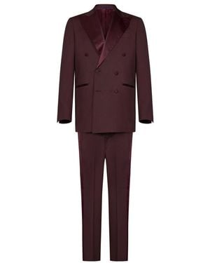 Franzese Collection Bordeaux Doppelreihiger Smokinganzug - Rot