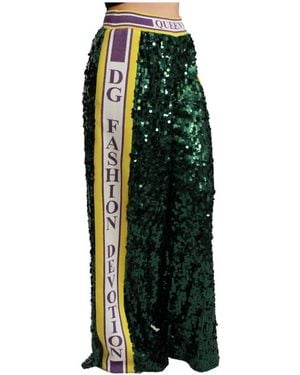 Dolce & Gabbana Sequin Trousers Queens Angel Trousers - Green