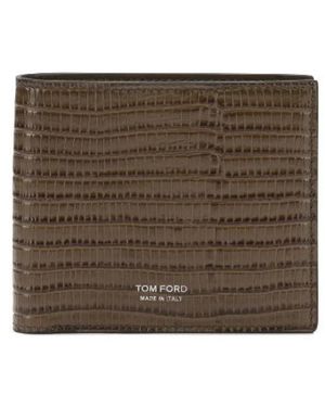 Tom Ford Accessoires ,Bruin ,T Line Classic Bifold Portemonnee