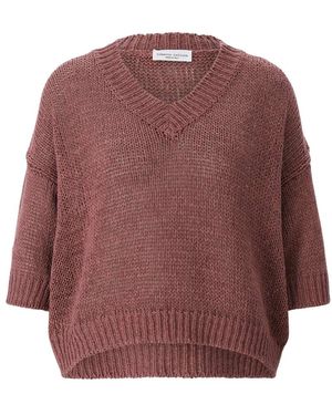 Roberto Collina Truien & Vesten ,Rood ,V-Hals Truien