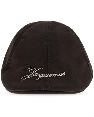 Jacquemus Flatcap Met Geborduurd Logo - Zwart