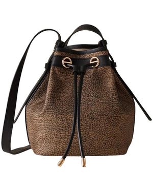 Borbonese Tassen ,Zwart ,Bucket Bag - Bruin