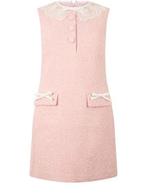 Self-Portrait Bouclé-Kleid Mit Spitzenkragen - Pink