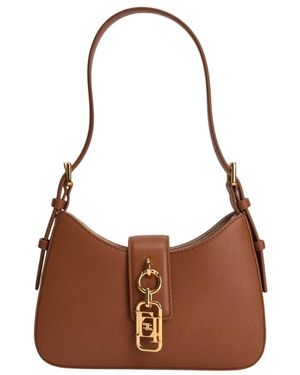 Elisabetta Franchi Tassen ,Bruin ,Leer Compacte Schoudertas