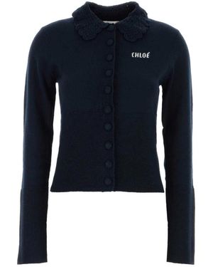 Chloé Fitted Logo Cardigan - Blauw