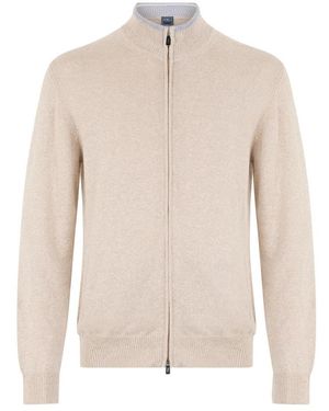 Fedeli Eleganter Cardigan Mit Reißverschluss Und Langen Ärmeln - Natur