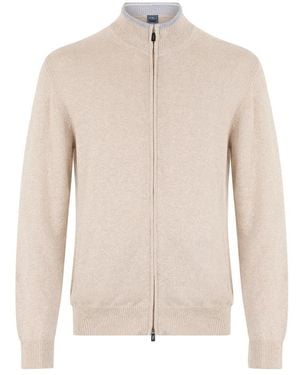 Fedeli Truien & Vesten ,Katoen Elegante Cardigan Met Rits En Lange Mouwen - Naturel