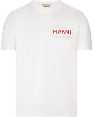 Marni Weißes Logo Jersey T-Shirt