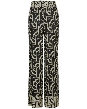 MARC AUREL Broeken ,Veelkleurig ,Satijn Viscose Satijnen Grafische Broek - Zwart