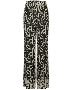 MARC AUREL Viskose-Satin-Hose Mit Grafikmuster - Schwarz