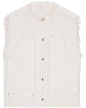 MSGM Jassen ,Wit ,Katoen Frayed Buttoned Vest