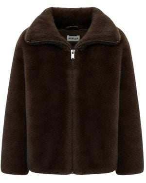 P.A.R.O.S.H. P.A.R.O..H. ,Jassen ,Bruin ,Polyester Korte Jas Van Imitatiebont - Zwart
